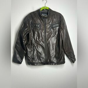 Machine Brand Motorcycle Jacket Mens  Dark Brown Faux Leather Polyvinyl Sz M